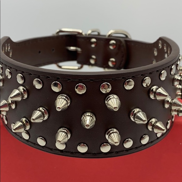 Brown decorative studded collar for DOG PET - Picture 4 of 16